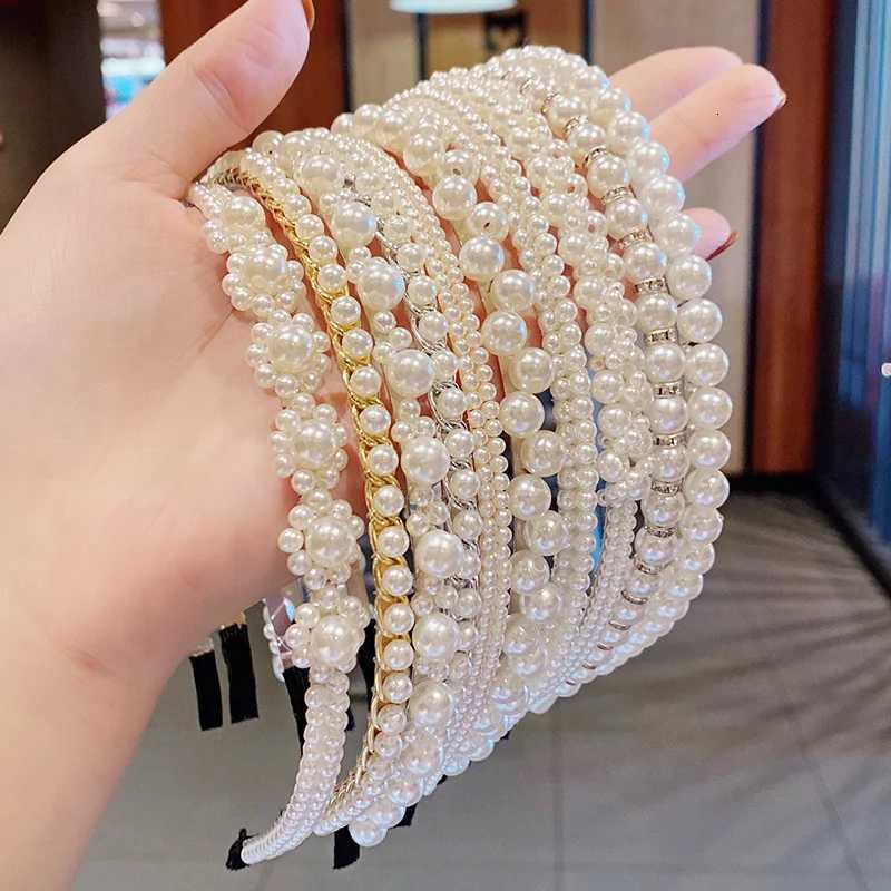 Women Vintage Elegant Full Pearls Simple Metal Hairbands Lady Sweet Hair Decorate Headband Hair Hoops Fashion Hair Accessories V251022