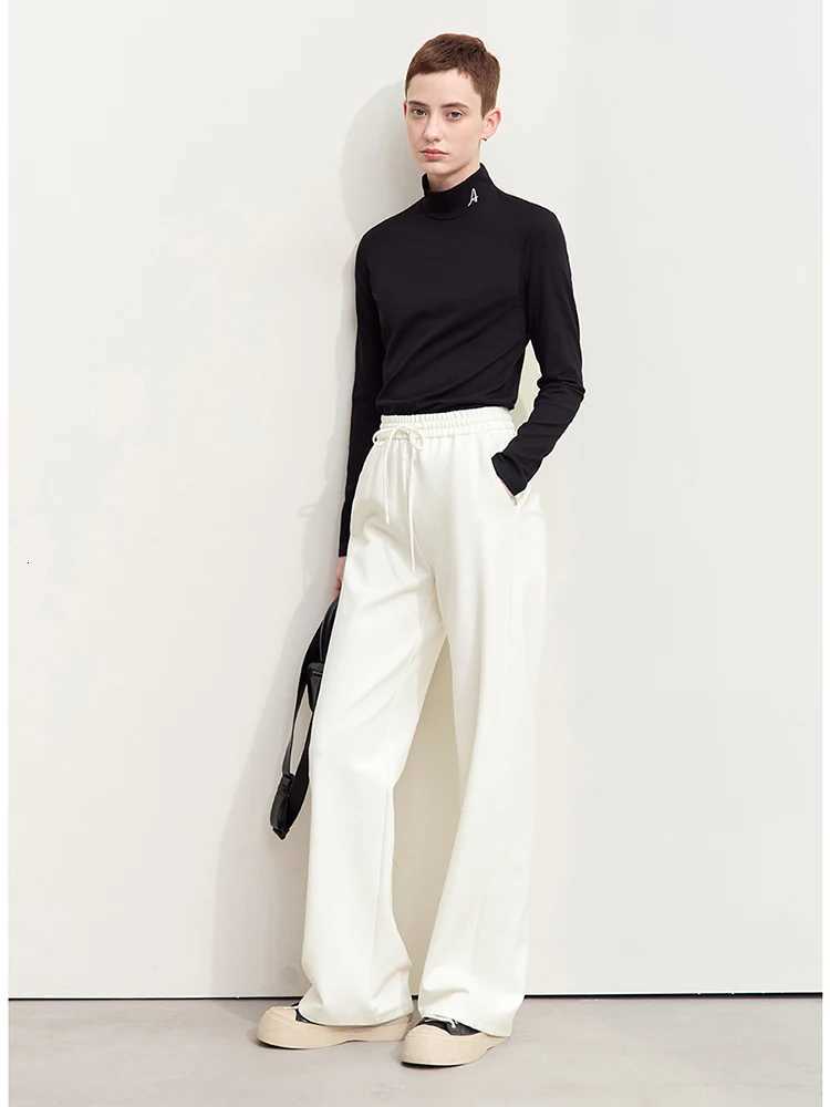 AMII Minimalism Casual Pants for Women 2025 Autumn Wide Leg New Loose Vertical Elastic Waist Drawstring Sporty Trousers 12343338T251022