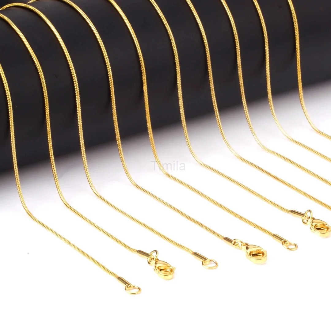 1MM2MM3MM Round Snake Chain Necklace For Women Men Gold Color Stainless Steel Herringbone Choker Fashion Jewelry Gift U251022