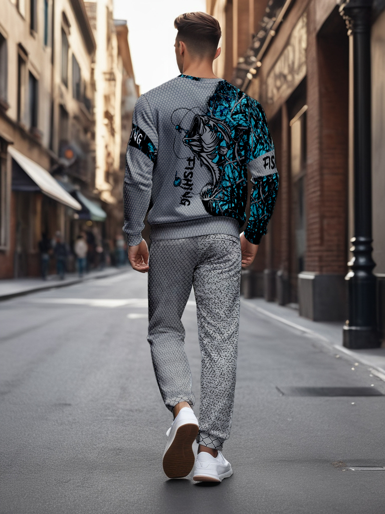 Men's Ankle-Length Knitted Cotton Blend Long Sleeve Sweatshirt Brown round Neck Casual T-Shirt Comfortable Outdoor Wear - YLWY00134