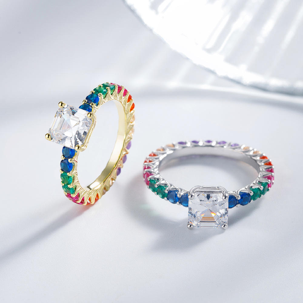 MT 1 CT princess square cut 5.5*5.5mm moissanite diamond ring for women men 925 sterling silver colored Cuba zircon ring engagement Jewelry Party gift