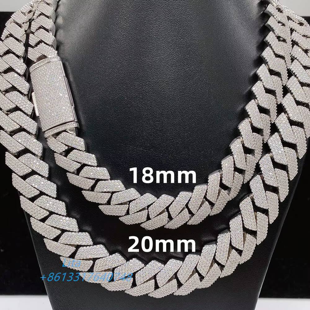 15MM 18MM 20MM Heavy Cuban Chain Custom Hip Hop Iced Out Jewelry Moissanite Diamond 925 Cuban Link Chain