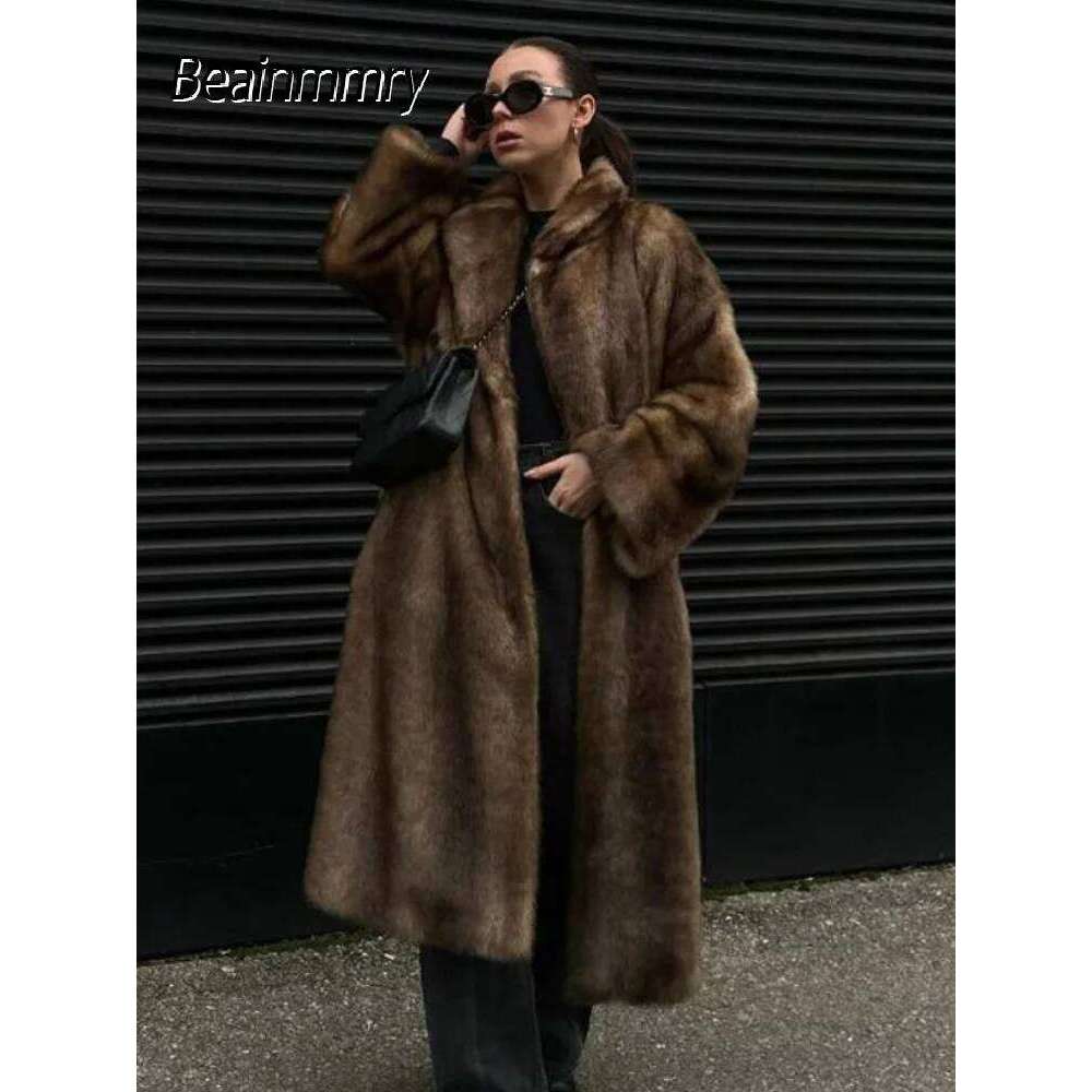 Winter Warm Thick Women Faux Fur Oversized Long Coats Fleece Overcoat 2025 New Female Elegant Street Outerwear