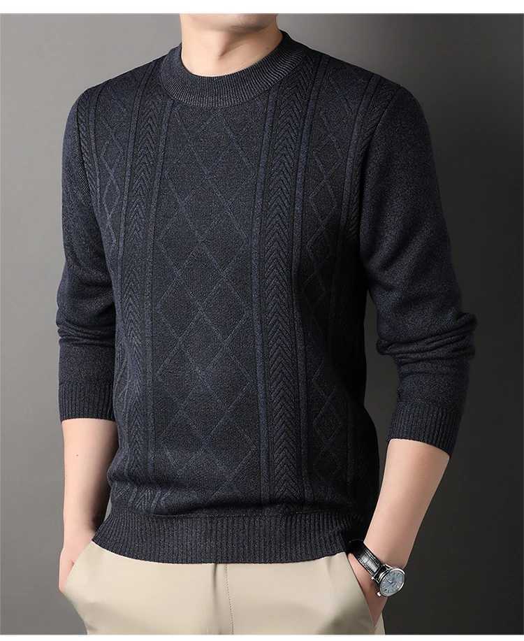 Man Solid Color 2024 New Autumn Winter Warm Fashion Sweater Casual And Comfortable Soft SweaterXJ251022