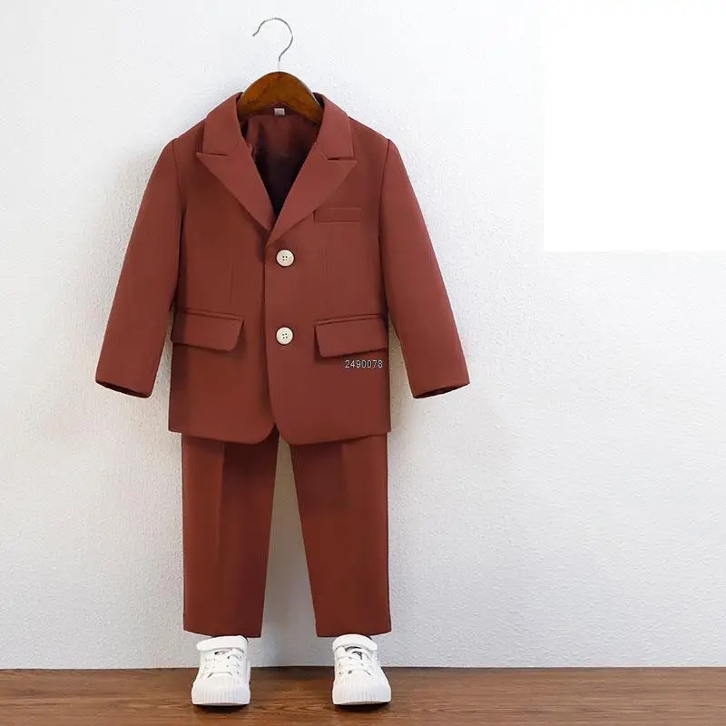 Little Boys Pography Suit Baby Boys Jacket Pants 2PCS Dress Children Formal Wedding Ceremony Costume Kids Performance Blazer 251021