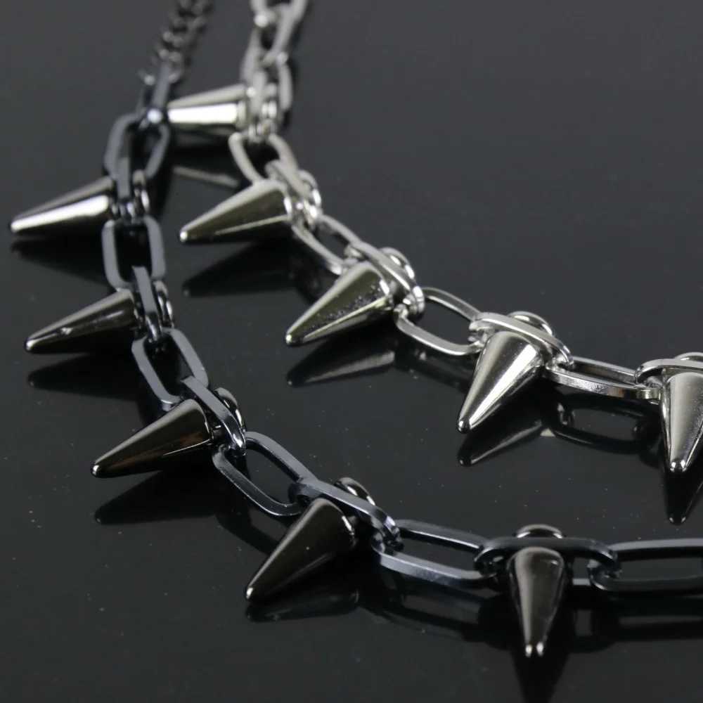 Hip Hop Black Alloy Rivet Men Necklace Punk Metal Choker Neogoth Fashion Jewelry Trendy Accessories V251022