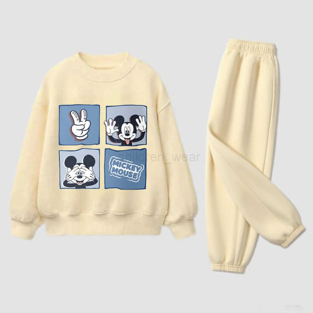 Disney Mickey Mouse SweatshirtsPants Twopiece Cartoon Printed Hoodie Loose Casual Trousers Kids New Spring Autumn Clothing Outfits H251022