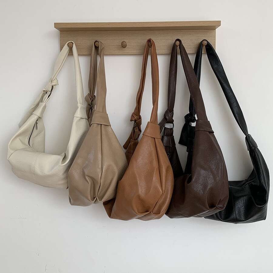 Korean Version New Single Shoulder Student Niche Design Commuting Crossbody For Women Large Capacity Versatile Soft Leather Dumpling Bag B5