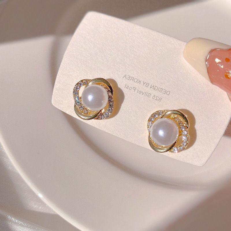 Designer earrings Simple and luxurious zircon inlaid earrings with tassels crossed pearl earrings free shipping diamond earrings luxury earrings