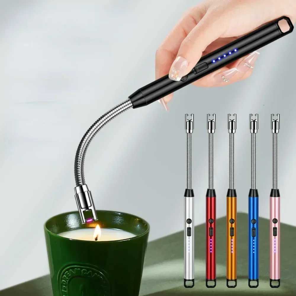 Kitchen USB Electric Arc Lighter Rechargeable Windproof BBQ Flameless Plasma Candle Long Lighters Hose Gas Stove Ignition Gun C251022