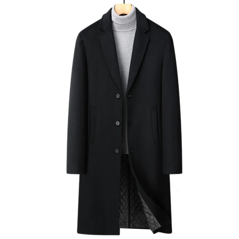 Winter Men Coat Wool Thicken Warm Casual Male Trench Business Singlebreasted Mens Long Fashion 251017