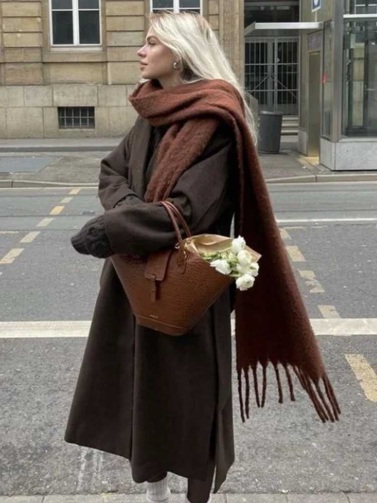 Luxury Winter Scarf Women Cashmere Warm Foulard Female Solid Shawls Wraps Thick Soft Bufanda Tassels Scarves Long Stole J251129