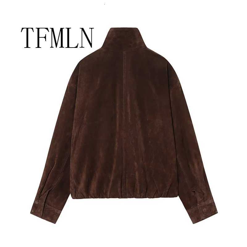 TFMLN New Fashion Womens Suede Jackets 2025 Female Pockets Elegant Warm Coat Chic Street Zipper Casual Coats Y251105