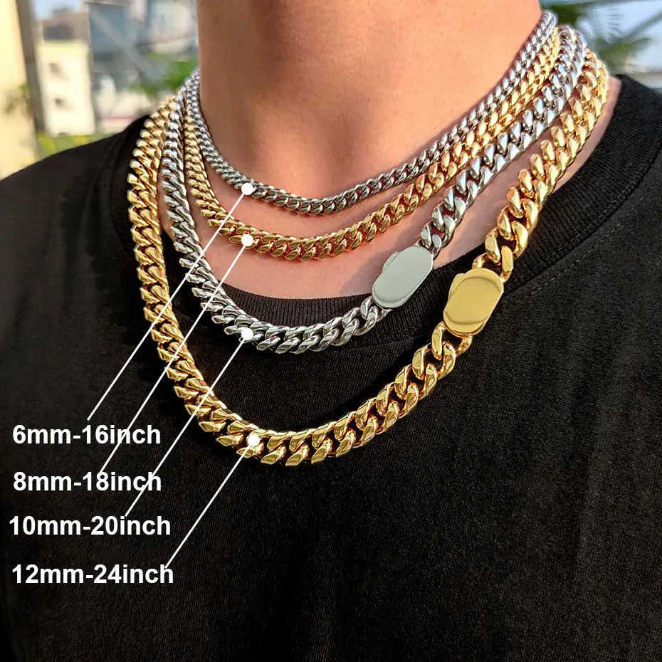 612mm Width New Style Stainless Steel Cuban Chain GoldSilver Color Fashion Hip Hop Men and Women Necklace Jewelry U251022