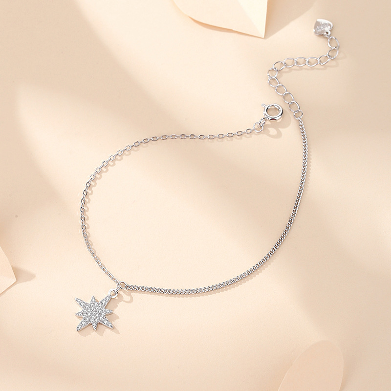 TaiYang New S925 Sterling Silver Eight-pointed Star Bracelet for Women Whit Shiny CZ Zircon Bracelet Premium Jewelry Wholesale