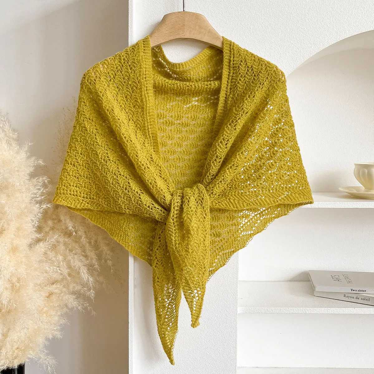 Korean Hollow Out Knitted Shawl Summer Air Conditioning Fake Collar Neck Guard Knit Thin Knotted Cape Shoulder Scarf For Women J251118