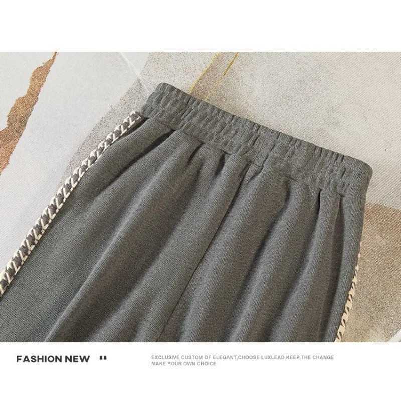 Womens 2025 Autumn and Winter New Style Pullover Round Neck Print Fashionable Casual Wideleg Twopiece SuitT251022