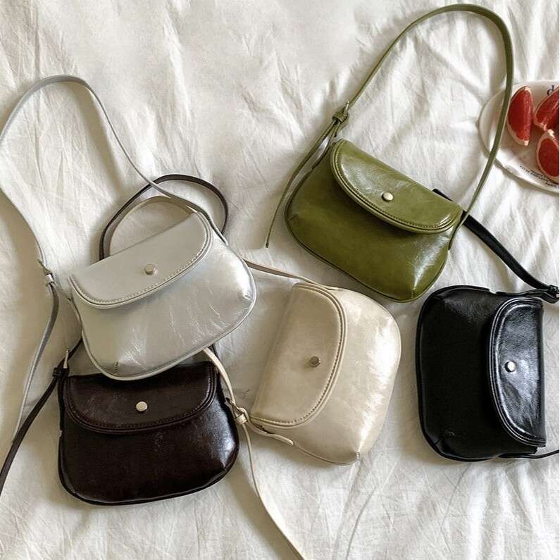 New Fashion Simple Single Shoulder Small Square PU Leather Niche Style Underarm High-End Shell Saddle Bag B5