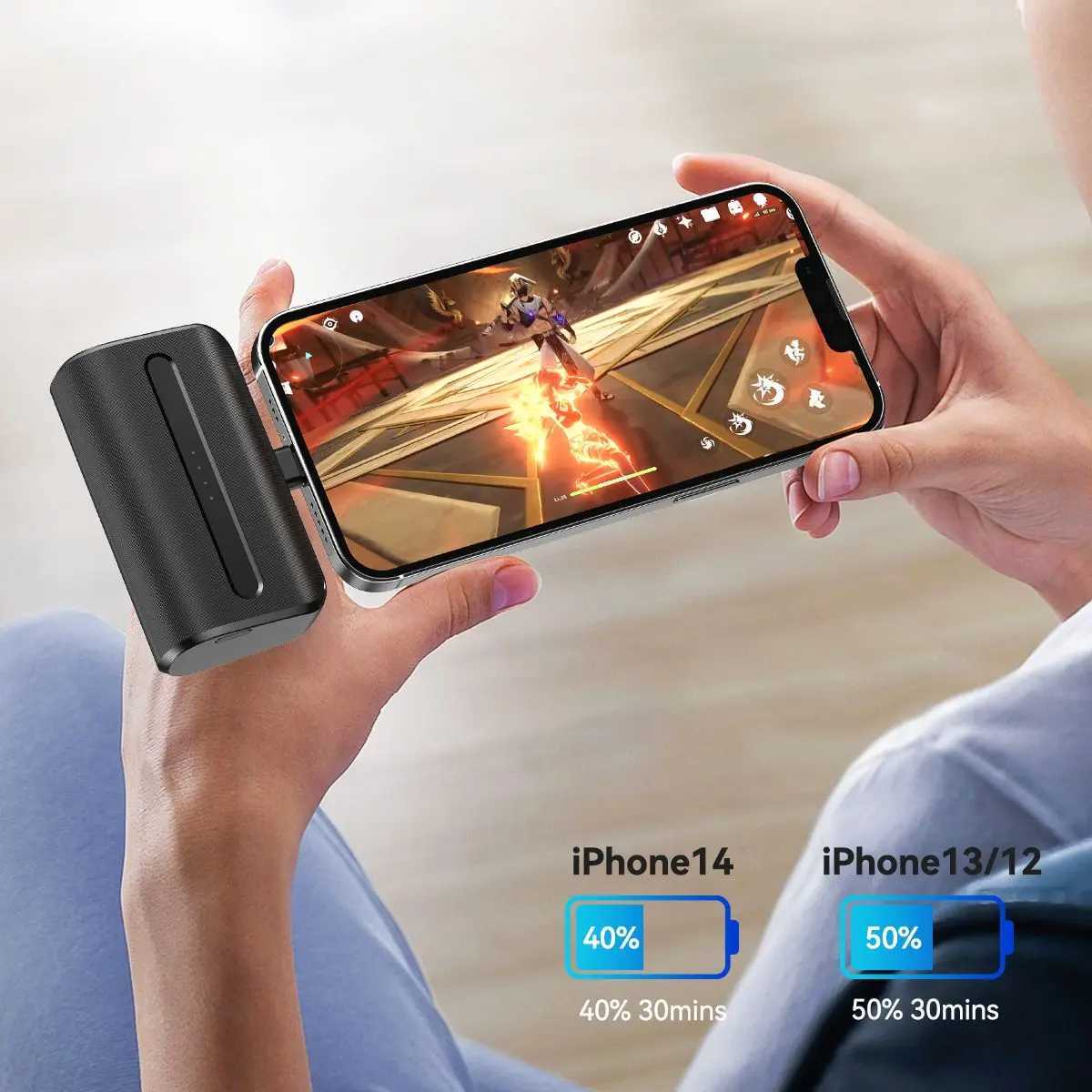 Mini Power Bank Portable 6000mAh Fast Charge With TypeCLightning Plug Compact Emergency Battery Pack for IPhoneAndroid Phone J251114