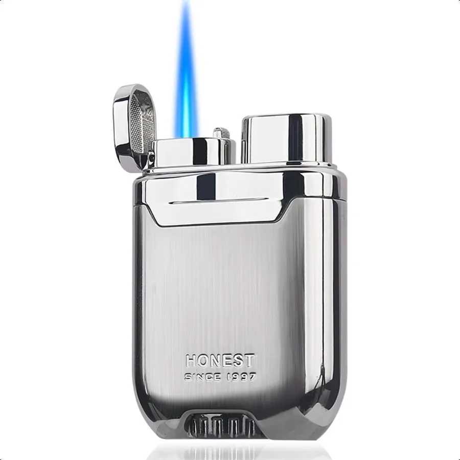 Torch Lighter Butane Windproof Lighter Mens Gifts Lighter for Candle Camping Family Use Sier C251022