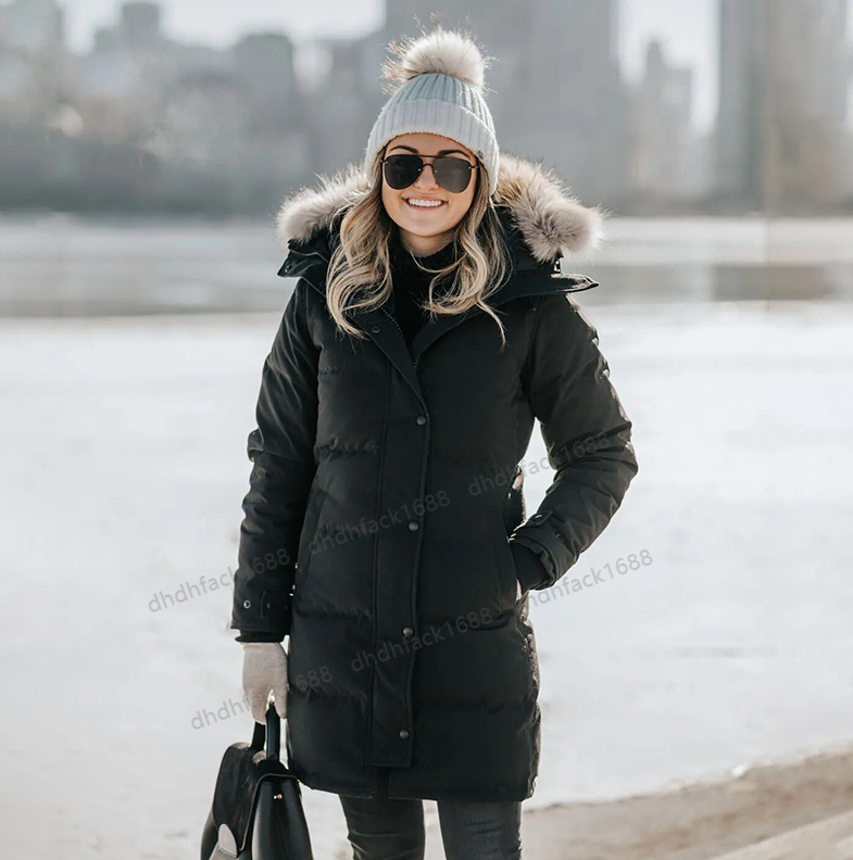 Winter Women Designer Puffer Down Jacket Wolf fur Long Thick Warm Fur Removable Hooded Parka Woman's Slim Coat best Quality Doudoune female XS-XL