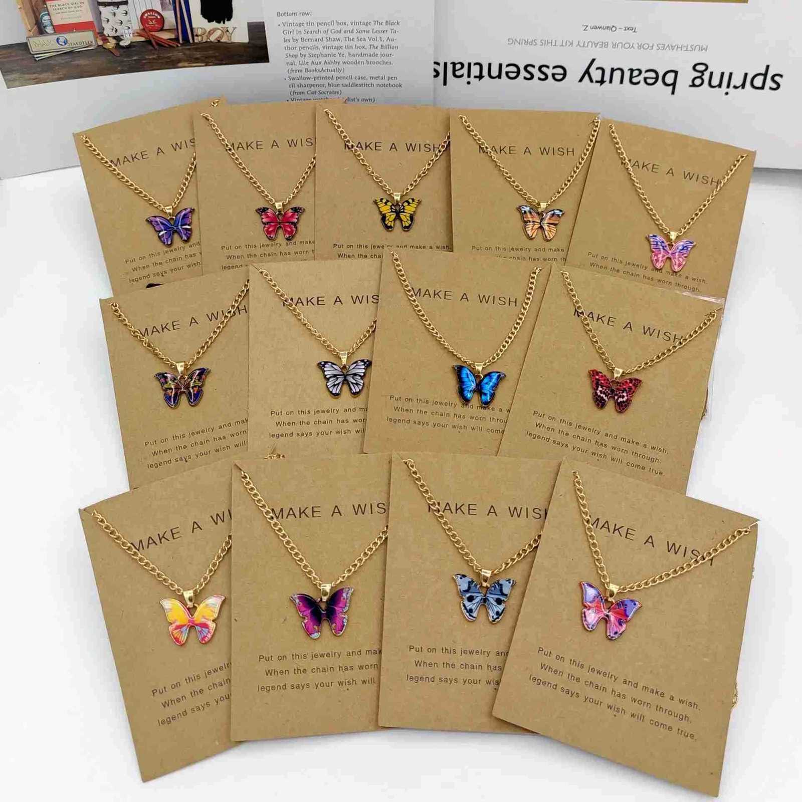 New Trendy Alloy Cute Elegant Luck Butterfly Beautiful Pendant Necklaces for Women Fashion Jewelry Dropship U251022