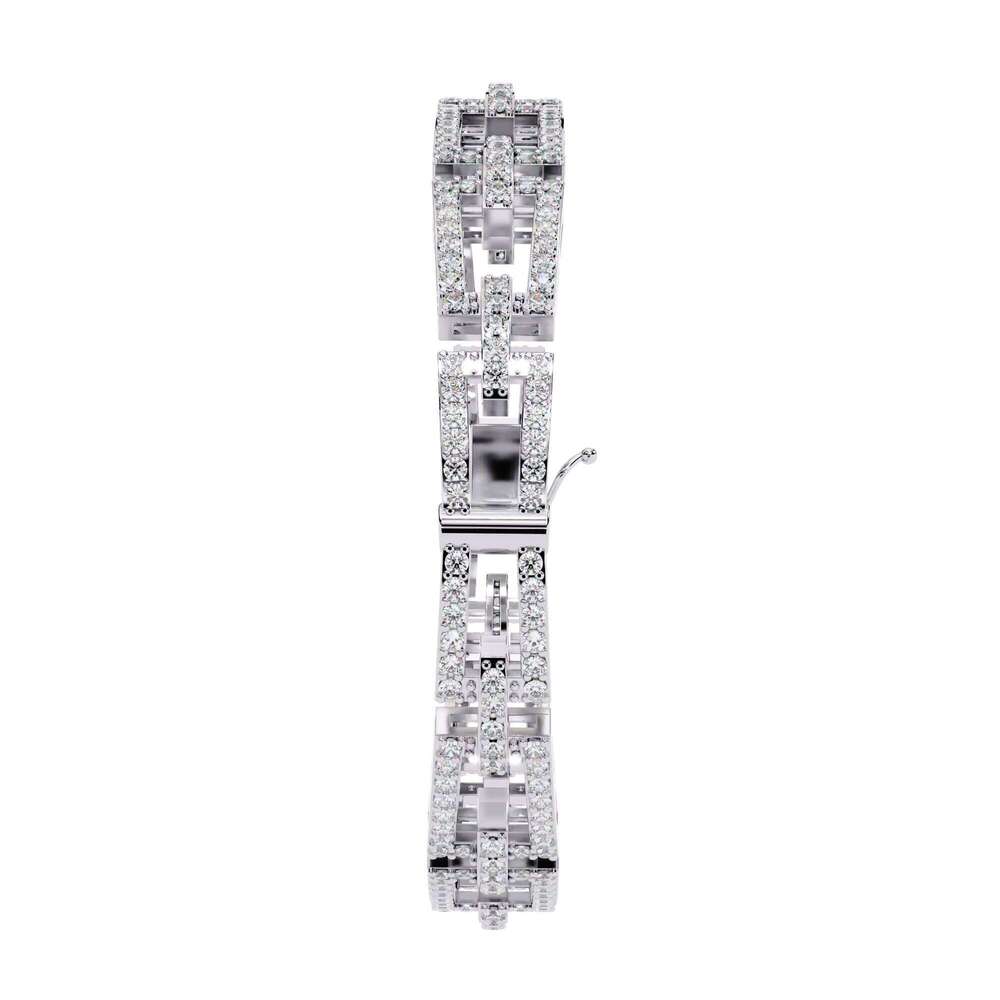 Women's Appearance Moissanite Bracelet with Rhinestone Rectangular Link Pearl Style Statement Chain Jewelry, Suitable for Daily Wear