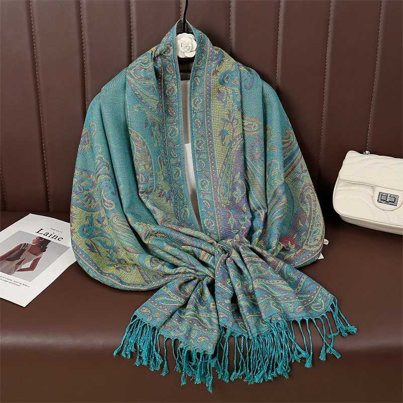 Paisley Shawl Scarf Women Jacquard Cashew Printed Scarves Flowers Borders Female Tassel Blanket Wraps Ethnic Shawls J2511181
