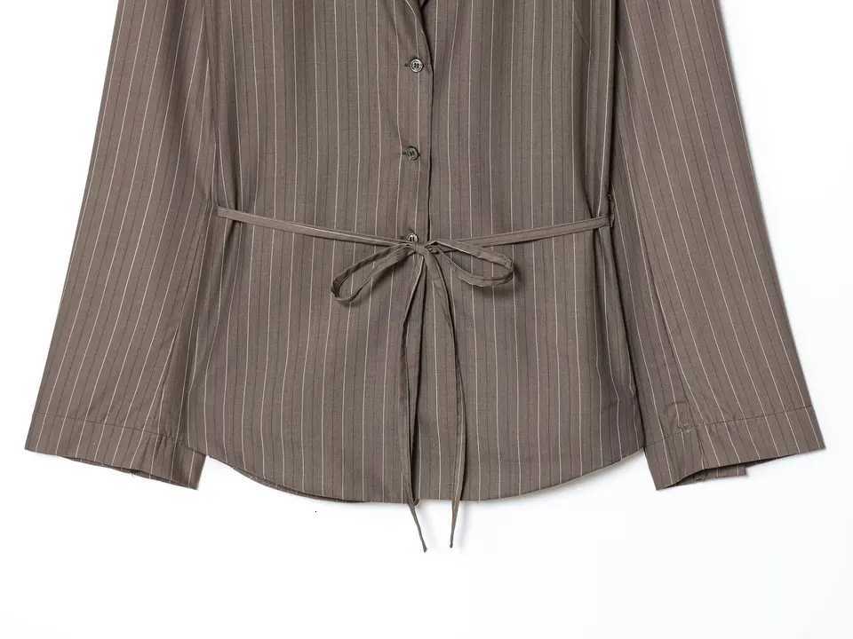 KONDALA Women Elegant Striped Blazer Suit Slim Button Blazer or Wideleg Pants 2025 Spring Fall Fashion Mujer Commute Pants SetT251022