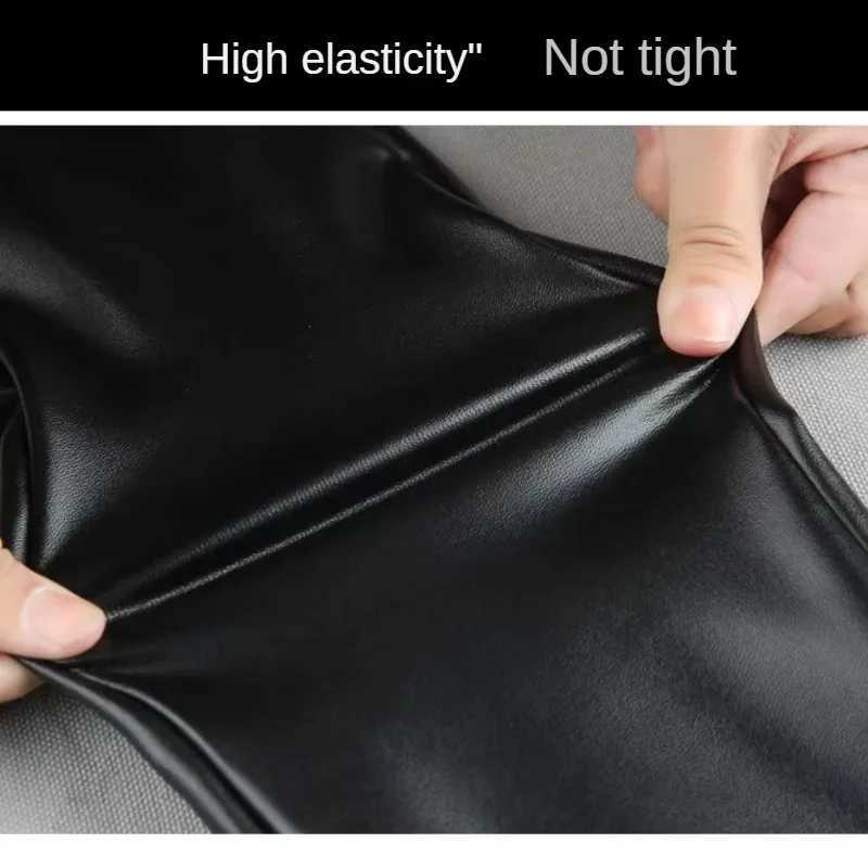 Cashmere PU Leather Pants Womens AutumnWinter 2024 Thickened and Fleece HighWaisted Slim Fit Tight Warm Pants Leggings BlackT251022