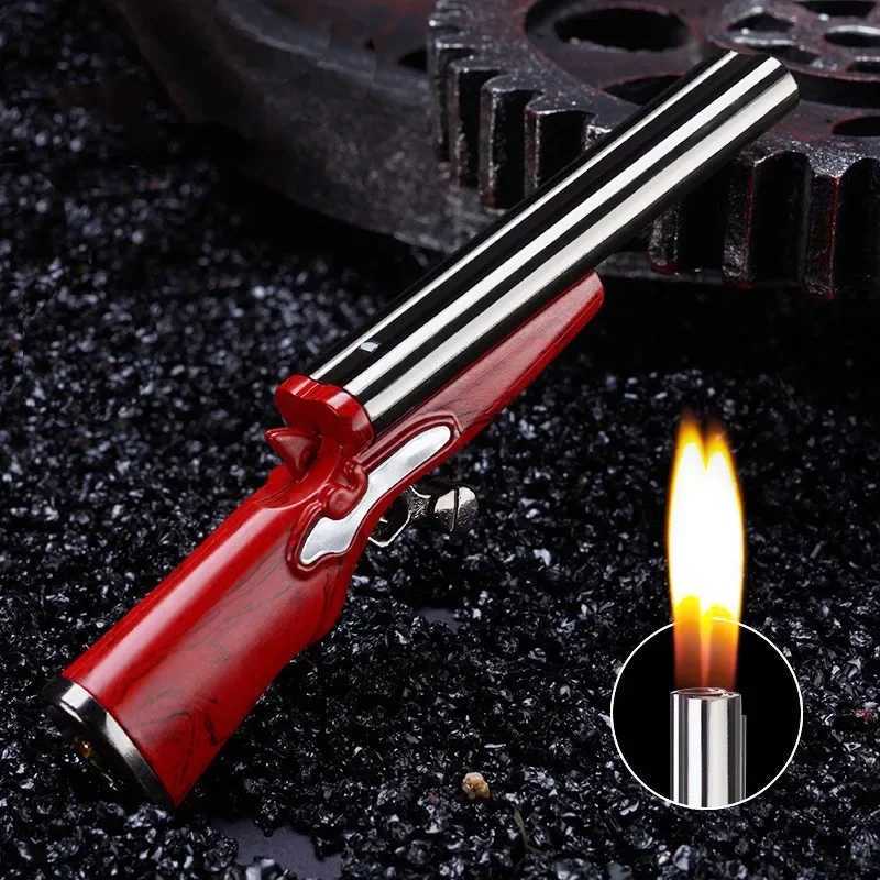 Mini Gun Dual Flames Lighter Refillable Butane Gas Open Flame Lighters Smoking Accessories Gifts For Men Dropshipping Suppliers C251022
