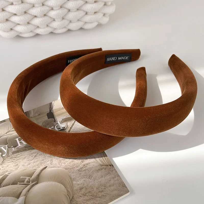 Winter New Pumpkin Color Velvet Headbands For Woman Girls Elegant Hair Hoop Wide Sponge Hairband Female Fashion Hair Accessories V251022