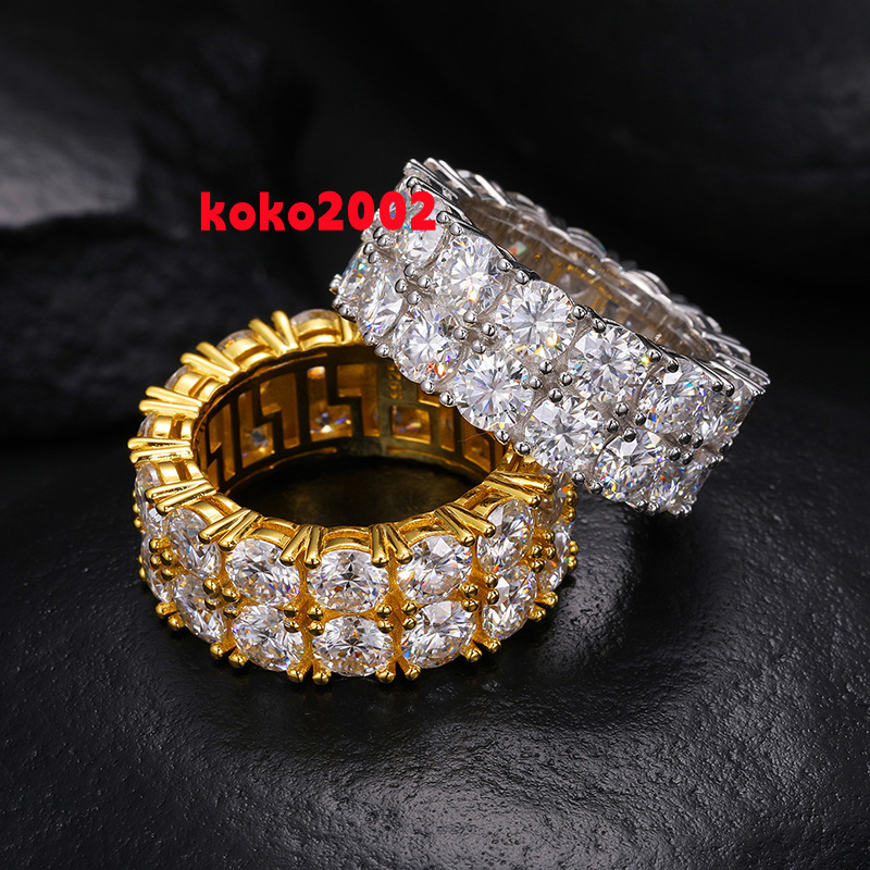 Custom OEM Moissanite Ring Men Hip Hop Jewelry 925 Sterling Silver Iced Out Eternity Band with GRA Certificate