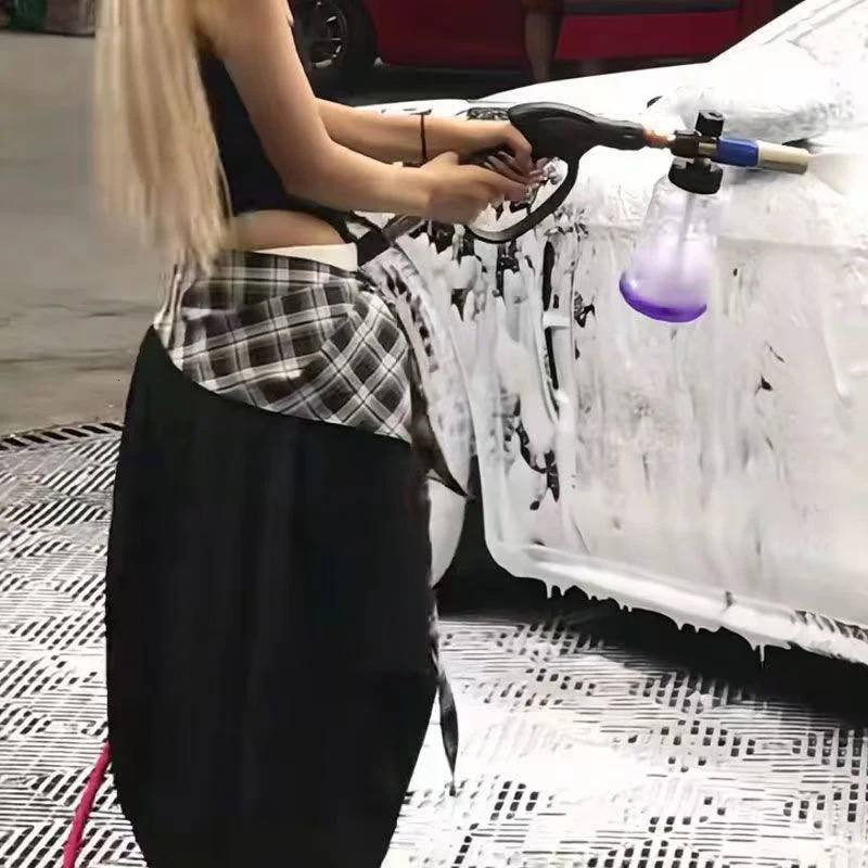 Y2K Streetwear Hip Hop Cargo Pants Women Summer High Waist Loose Plaid Patchwork Wide Leg Pants American Baggy Casual Trousers 251016