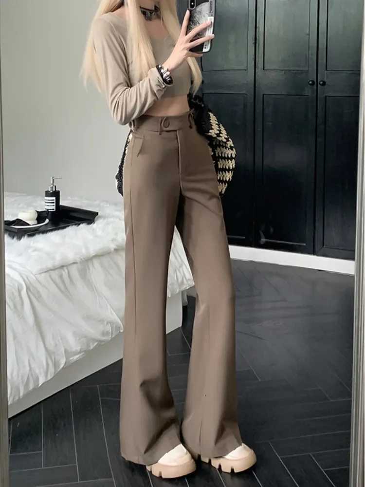 Summer Casual Wide Leg Pants Womens High Waist Long Trousers Draping Feel Good Fit Slimming Effect Business Sle CommuteT251022