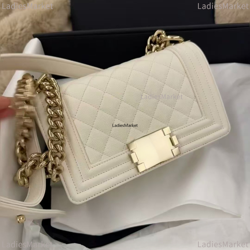 Top Quality Boy Bag Designer Bag Woman Shoulder Bag Cowhide Genuine Leather Handbag 21 25 Caviar Flip Bag Cover Bag Cc Bag Metal Chain Crossbody Bag Luxury Coco Bag Cf Le