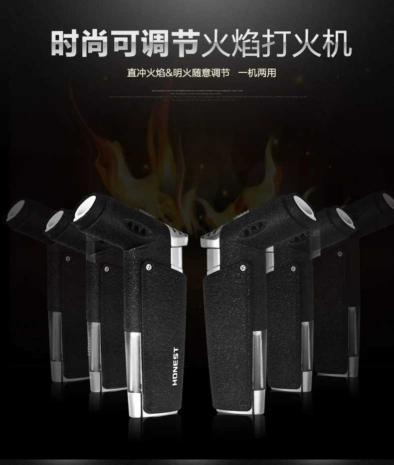 Mini straight into lighter portable metal inflatable open flame lighter wholesale for men NO GAS C251022
