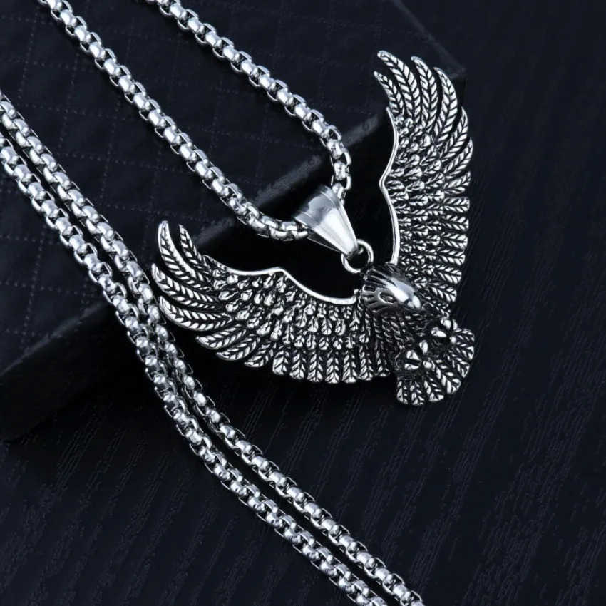 Flying Pendant Necklace Hip Hop Punk StainlESS Steel Chain Mens Jewelry Vintage RAPper Rock AccESSories Gift 2025 New U251022