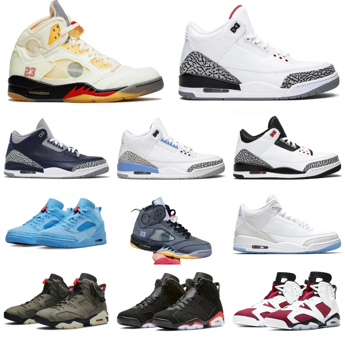 Jump Mans 3 J3 Basketball Sports Shoes Trainers Retroes Women 5 6 J5 Grey Black White Green Unc Cement 3S Sail Muslin Reverse Metallic Carmine 5S Infrared Sneakers H88