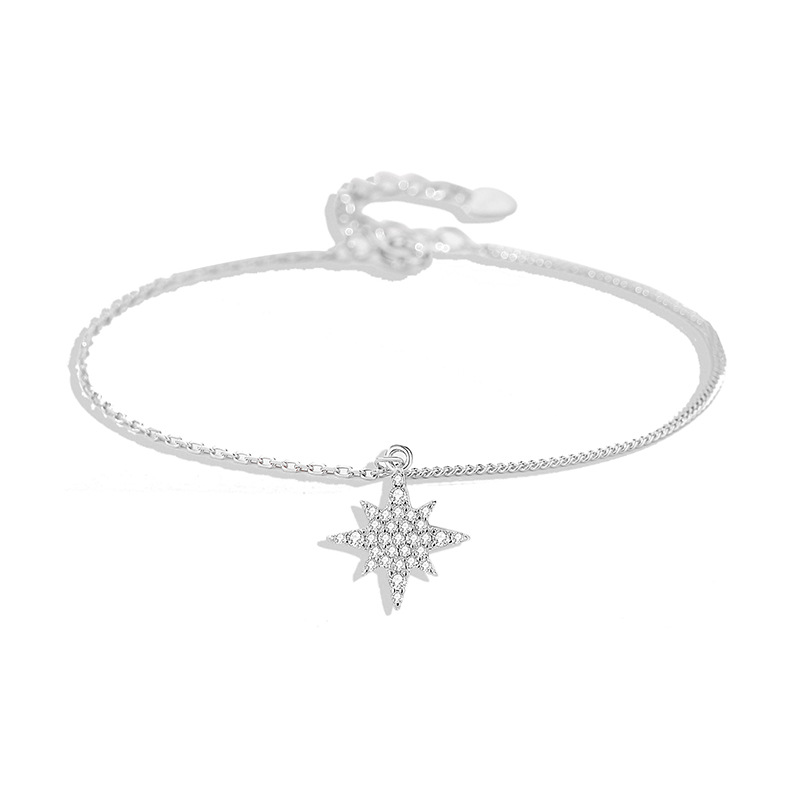 TaiYang New S925 Sterling Silver Eight-pointed Star Bracelet for Women Whit Shiny CZ Zircon Bracelet Premium Jewelry Wholesale