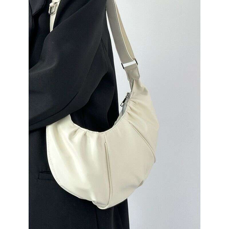 Korean Version Folding Pod Women's Large Cow Horn Shoulder Bag