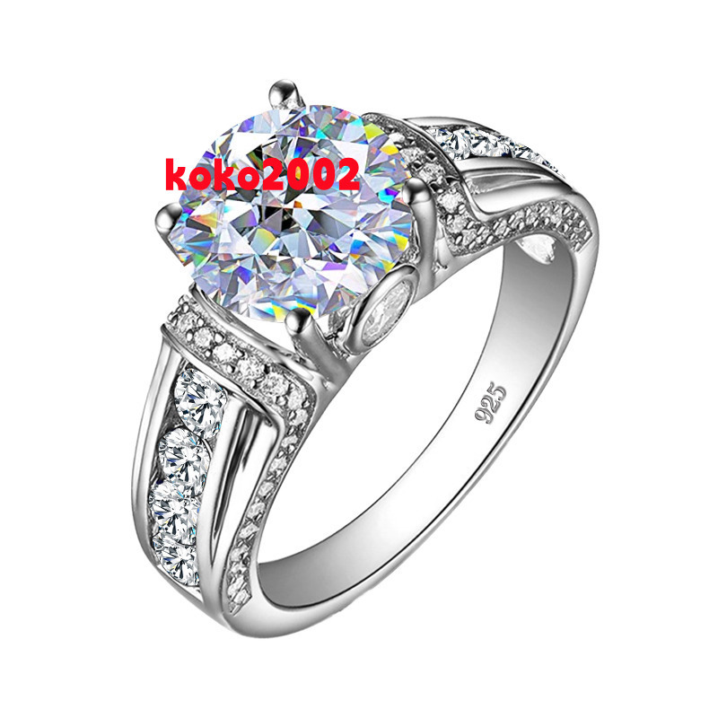 AKICE 925 Sterling Silver Moissanite Engagement Ring for Women Trendy Wedding Jewelry with Natural Diamond Accents