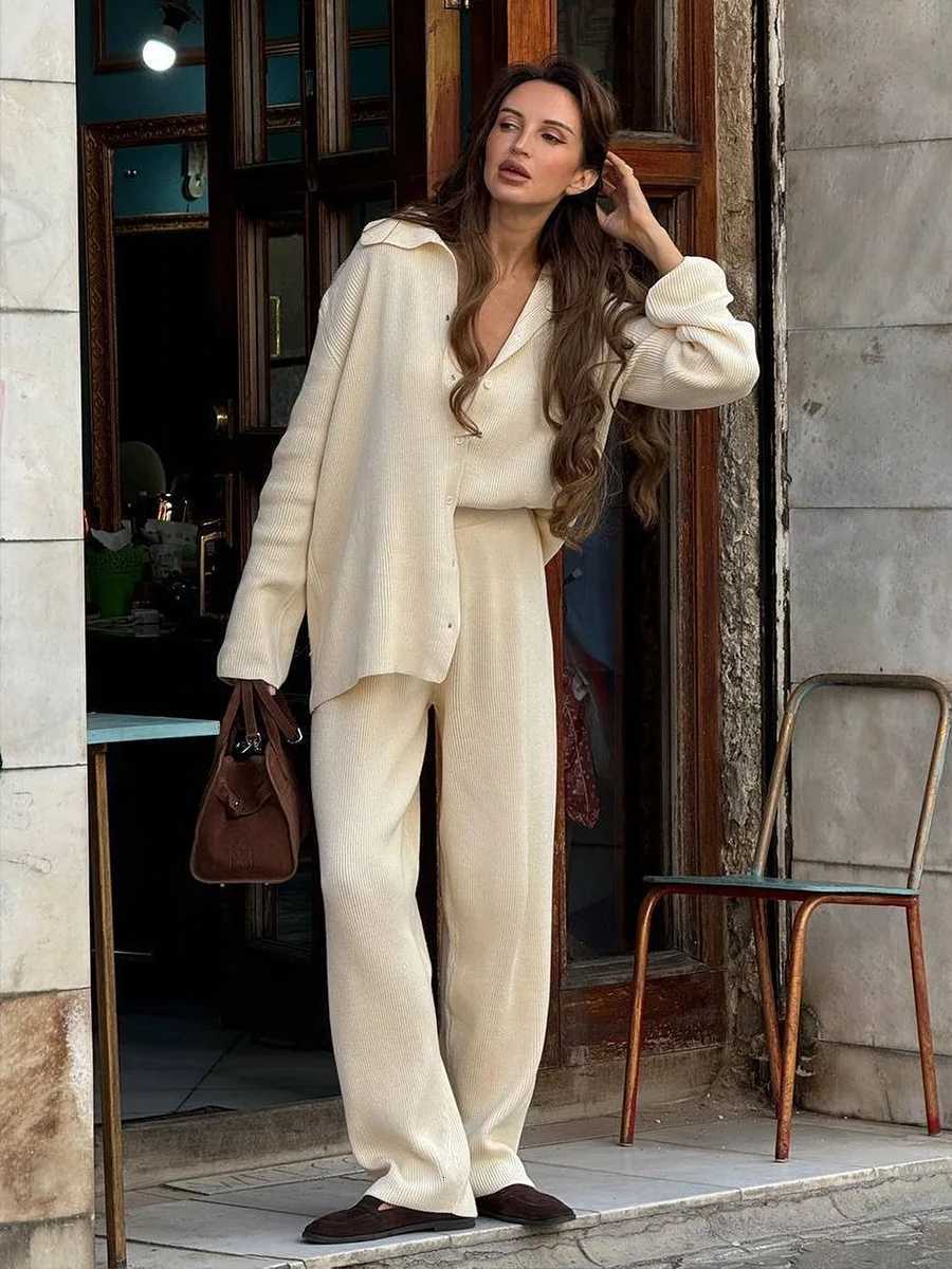 Bornladies Autumn Winter New Knit Cardigan Pants Set Loose Two Piece Casual Sweater Suit Women Thick Warm Soft Knitted OutfitT251022