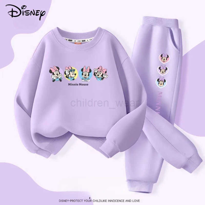 Disney Autumn Baby Girl Boy Clothes Set Children Minnie Printing Sweatshirt Top and Pants Bottom Two Piece Suit Kid Tracksuit H251022