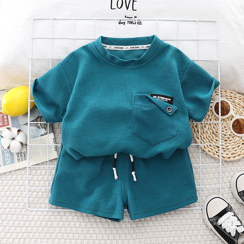 Breathable Cotton 2-Piece Set, Korean Style Baby Summer Outfit, Loose Fit Short Sleeve & Shorts for Newborn to 4T