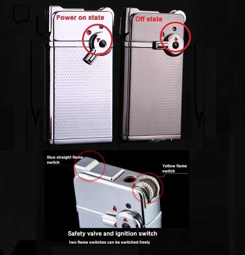 Cigar Punch Lighters Refillable Windproof Lighters Gentlemen Double Jet Flame Cigarette Torch Lighter without gas C251022