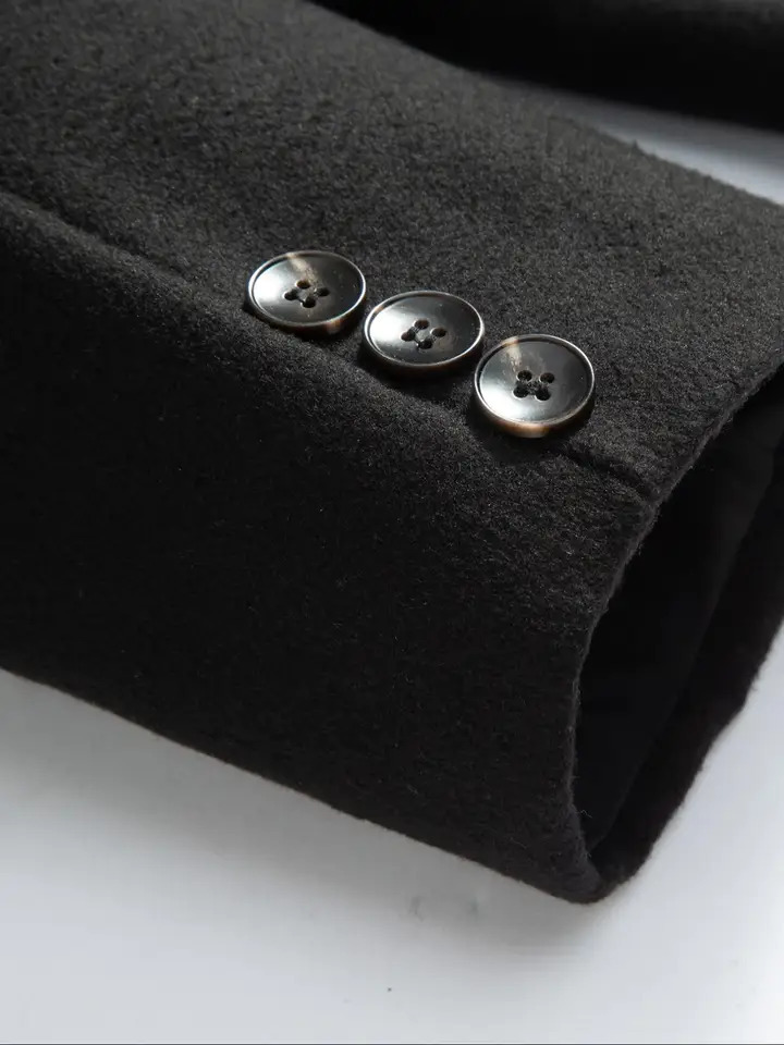 1 PCS Mens Woolen Overcoat Long Sleeve Lapel Cardigan with Pockets Casual Business Travel Daily Wear All Seasons Outerwear 251017