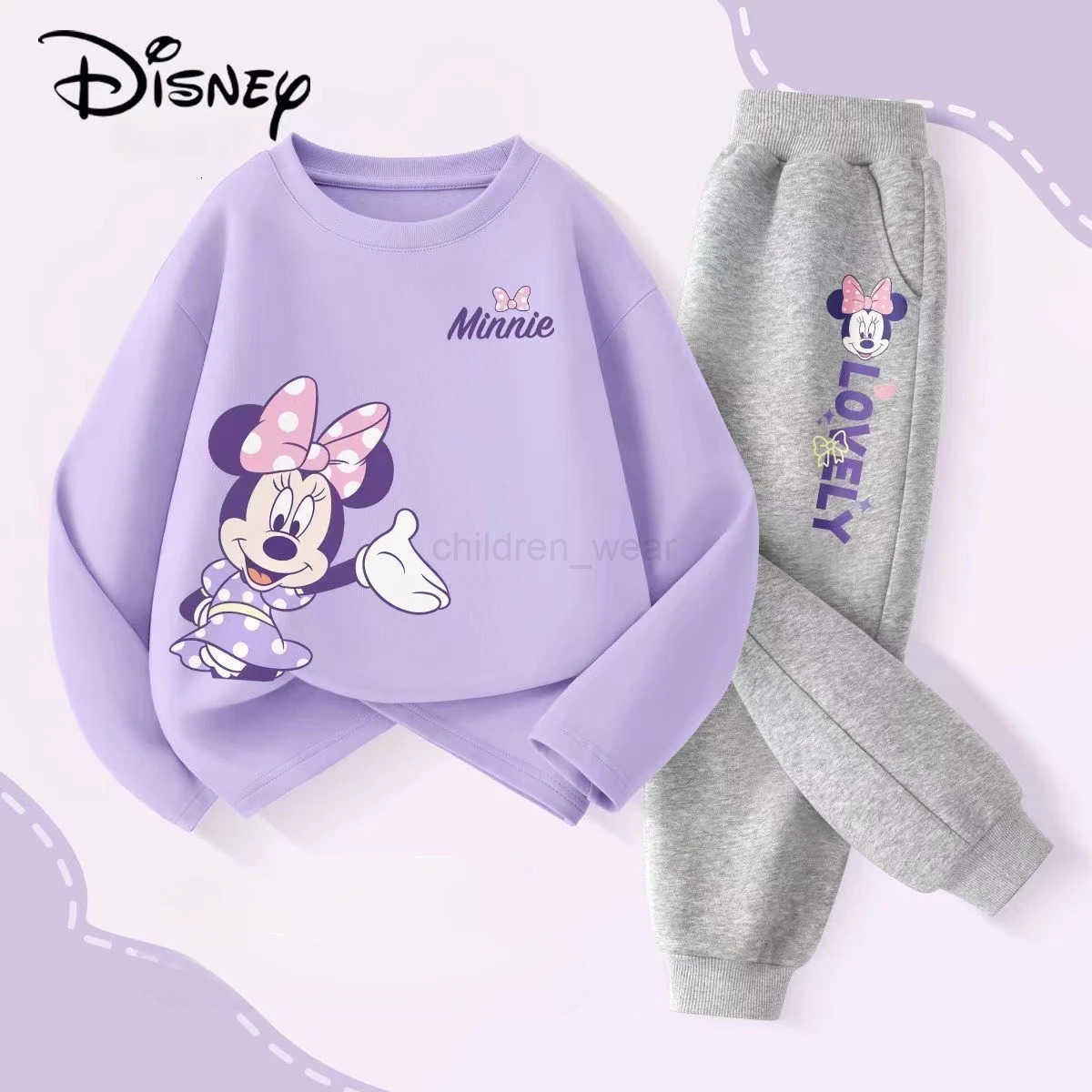 Disney Autumn Baby Girls Clothes Set Kid Printed Sweatshirts Pullover Top And Pant 2 Pieces Suit Children Long Sleeve Tracksuits H251022