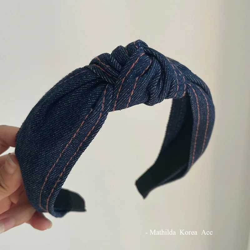 Cowboy Korean style Headband hair woman fabric twisted headbands hair accessories simple hair bands girls hoop cute hair clips V251022