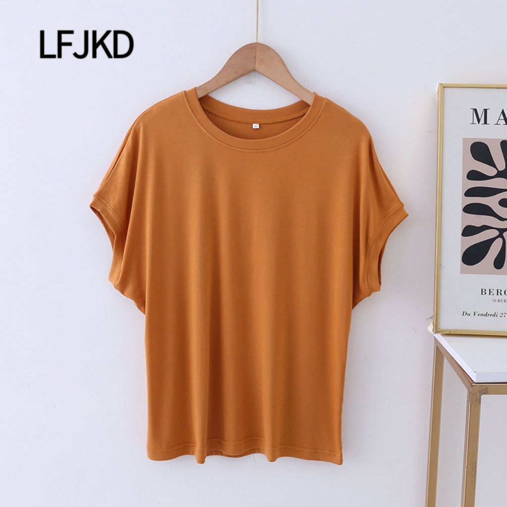 K2331 2025 Summer New Cotton T-shirt Women's Short Sleeve Loose Slimming Versatile Casual Tops Daily Basic Women's Clothing